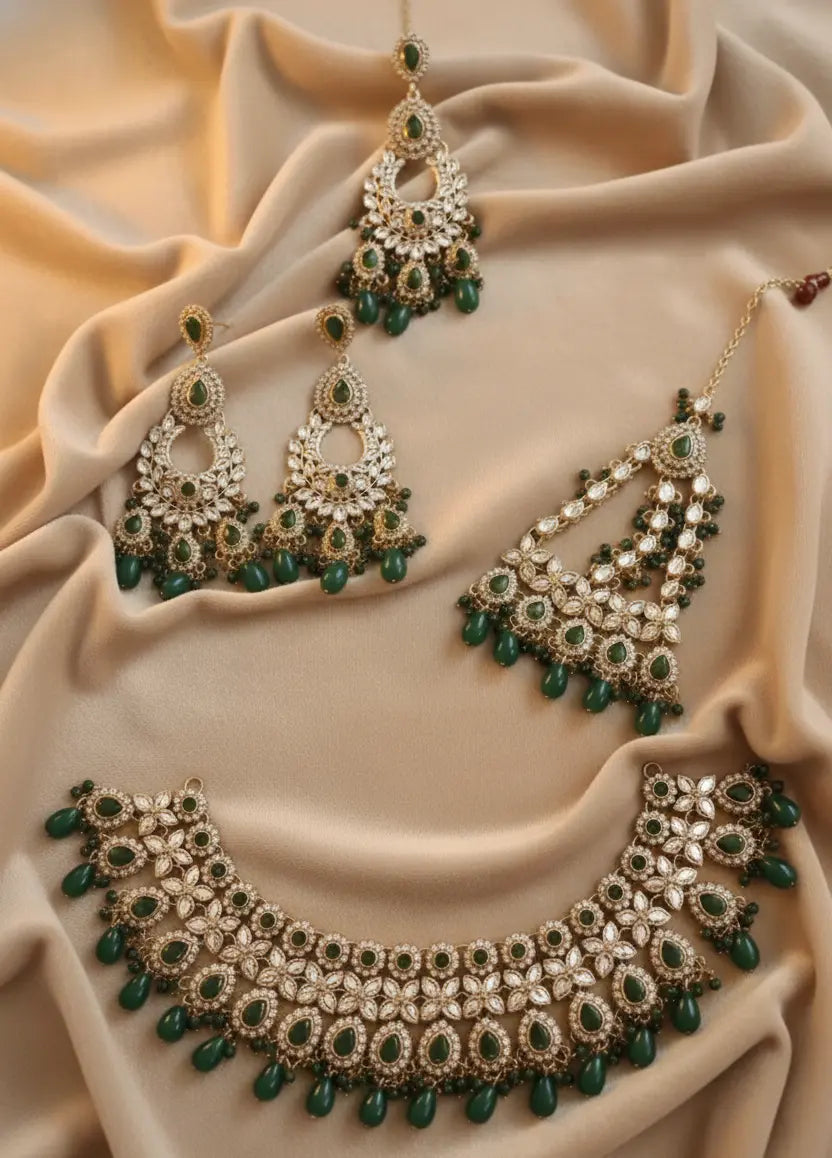 Emerald Radiance Kundan Jewelry Set EleganceGlow