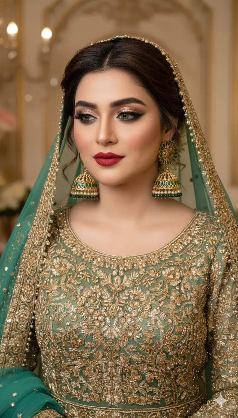 Emerald Green Kundan Pearl Jhumka Earrings eleganceglow