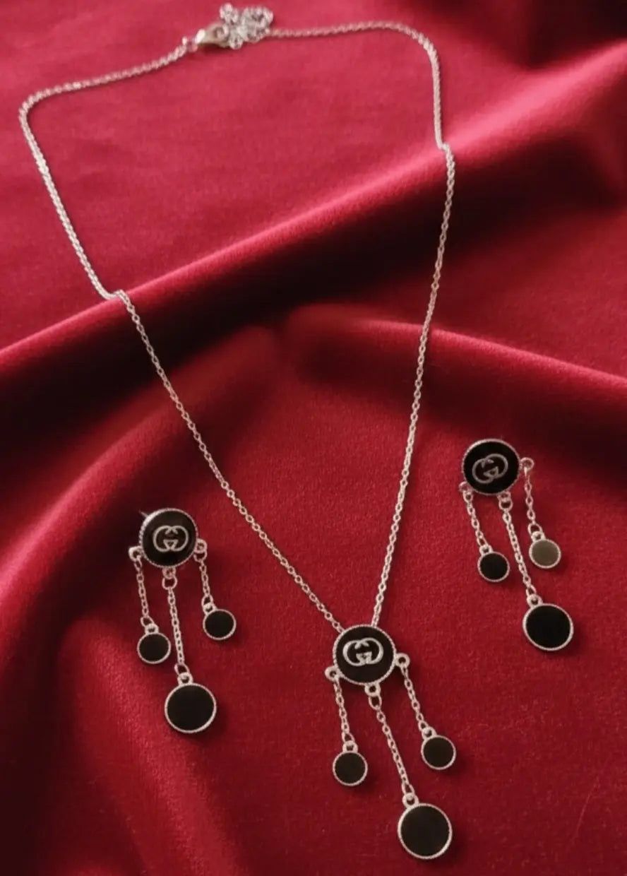 Silver Charm Cascade Necklace & Earring Set EleganceGlow