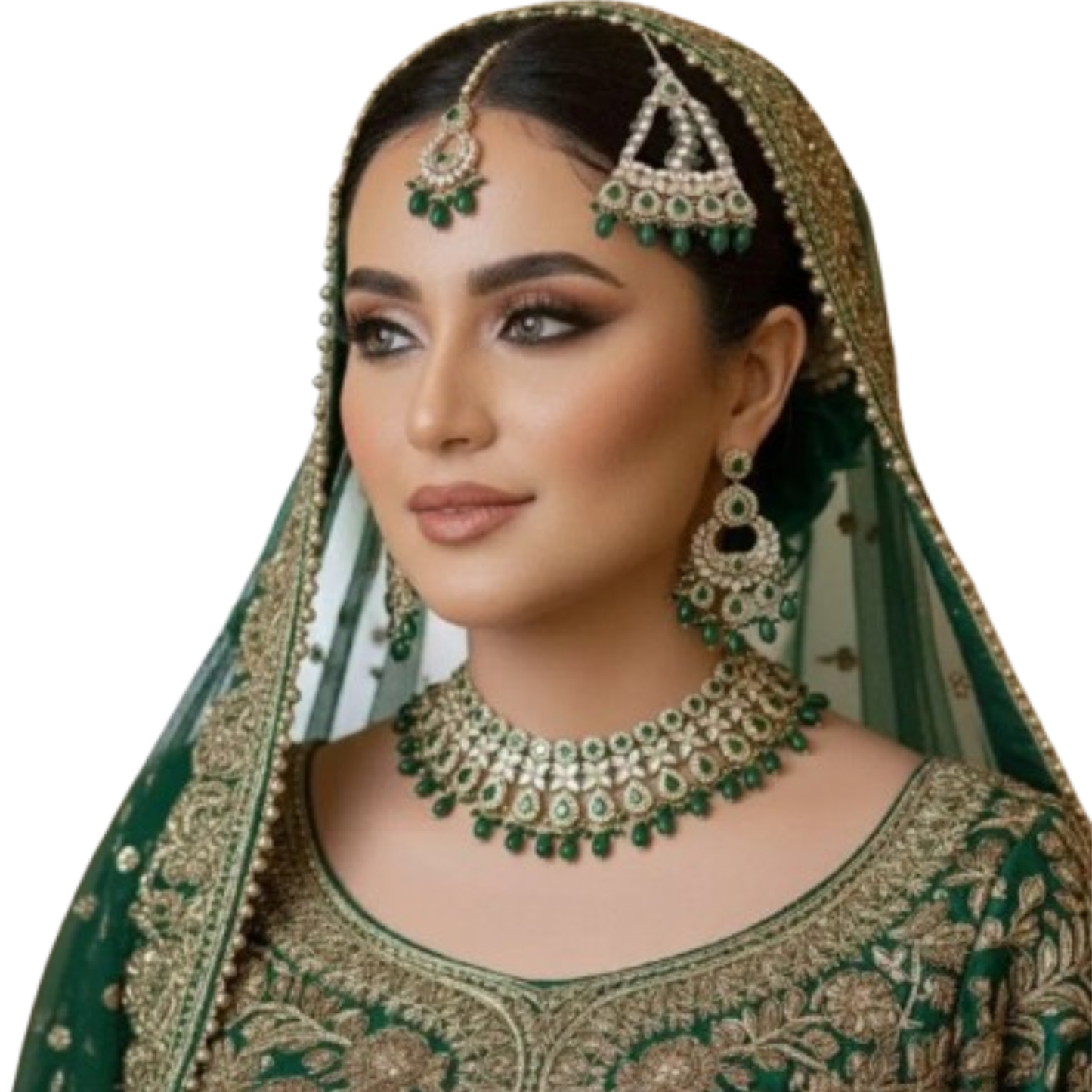 Emerald Radiance Kundan  Jewelry Set