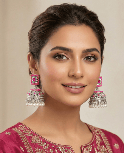 Pink Radiant Jhumka Earrings