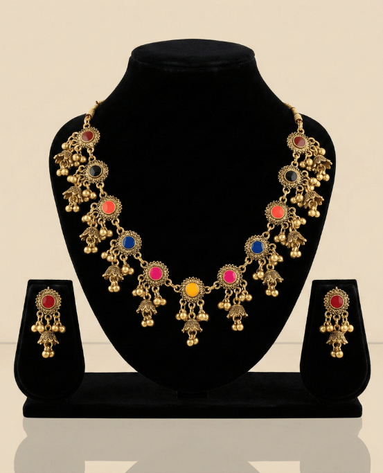 Royal Multicolor Kundan Necklace Set